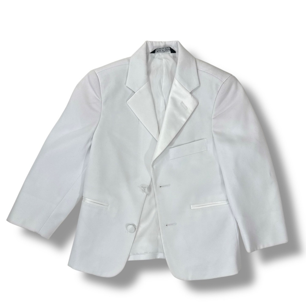 Chaplin Kids White Formal Blazer Satin Lapel Two Button Suit Jacket Size 10/12‎